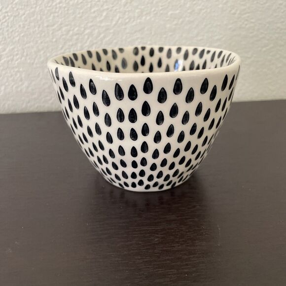 Old Pottery Co Black Drips Drops Bullseye Silver Handle Asymmetrical Mug Cute - Picture 4 of 6